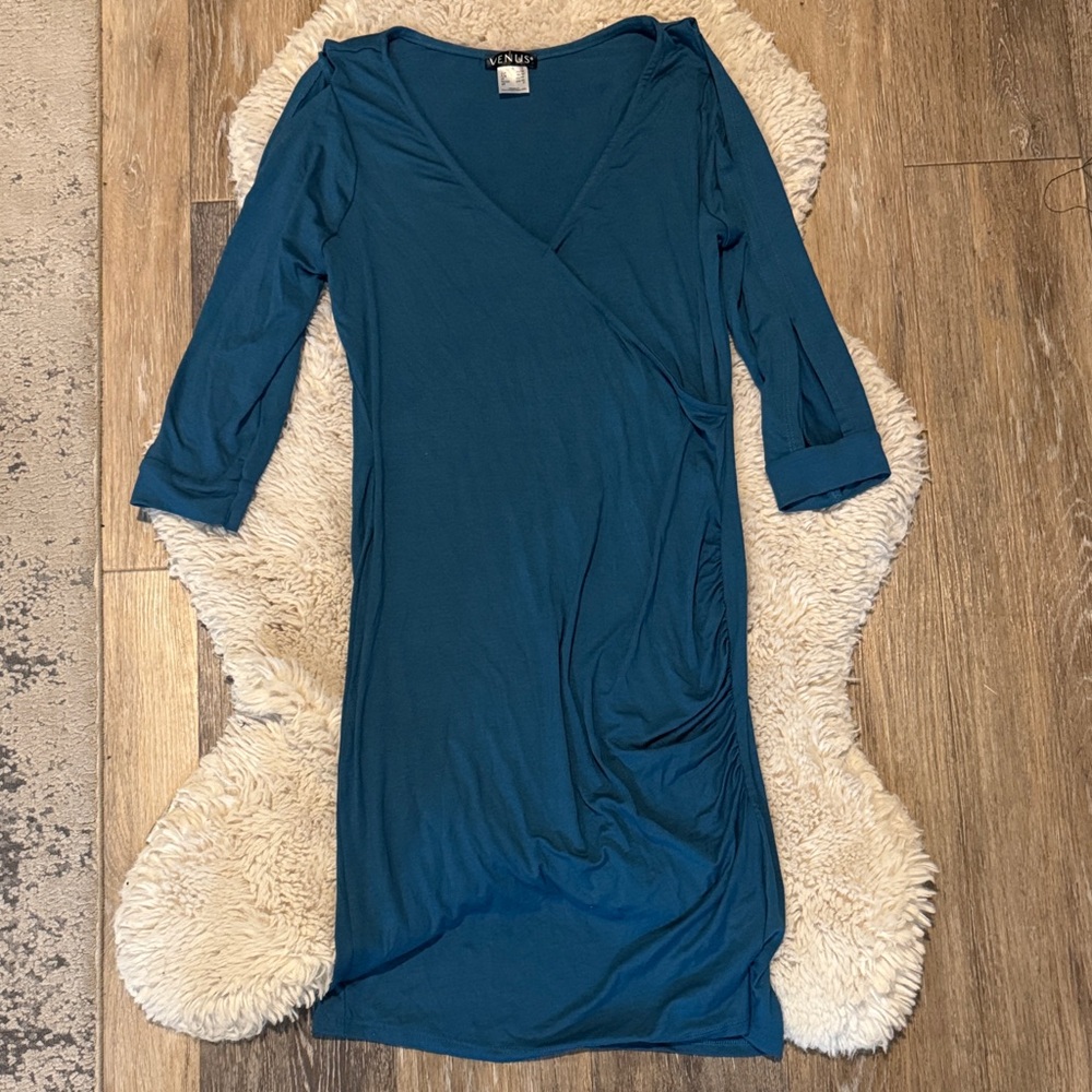 Elegant Teal Wrap Dress